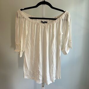 Boohoo White Off the Shoulder Blouse with Sleeve Detail
